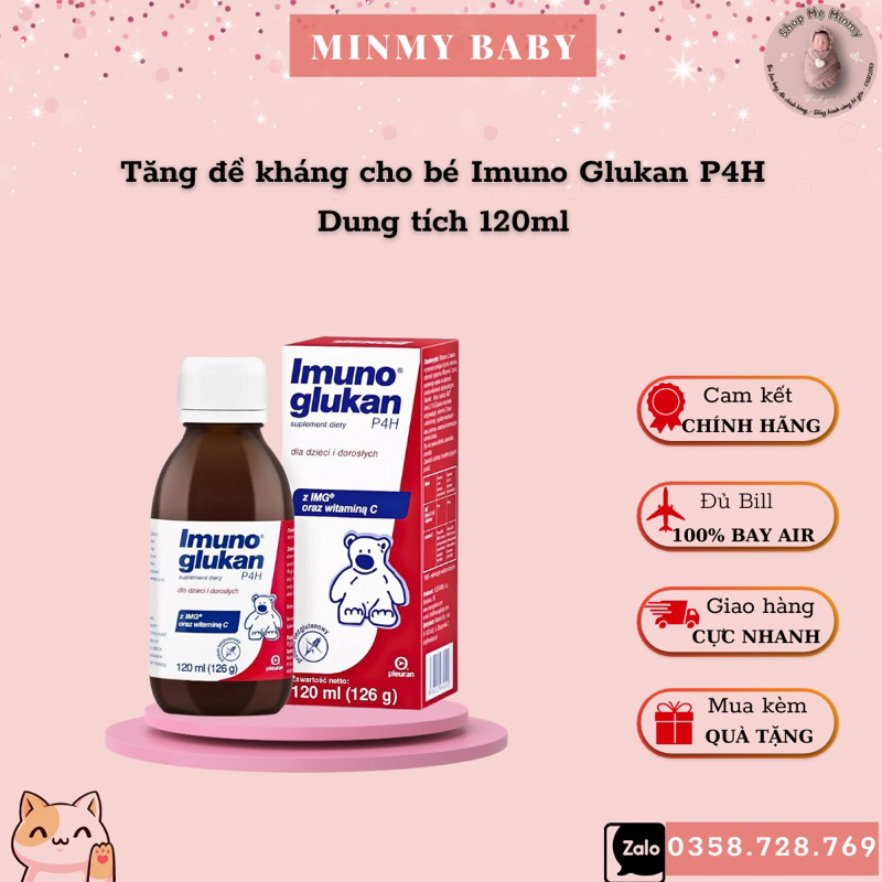 Siro Gấu Kan Imuno glucan P4H - 120ml - tăng cường sức đề kháng, giảm nguy cơ mắc bệnh đường hô hấp