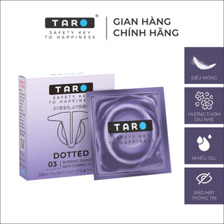 Bao cao su taro dotted gân gai siêu mỏng hộp 3 chiếc, hộp 12 chiếc