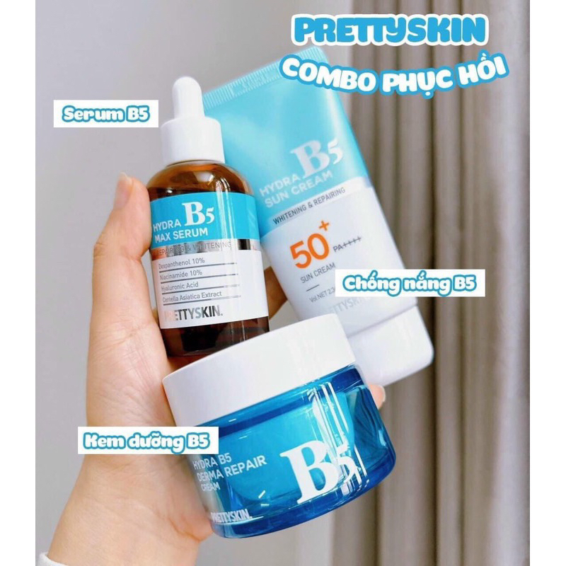 Combo 3 món dưỡng trắng phục hồi da kem chống nắng B5, dưỡng trắng B5 và serum B5