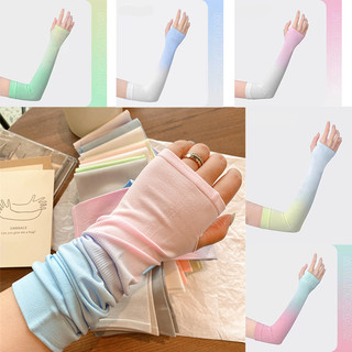 Găng Tay Chống Nắng Gradient  Màu Loang Nhiều Màu/ Chống Tia UV/ Bằng Lụa Lạnh Không Đường May Tiện Dụng