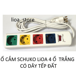 Ổ cắm schuko lioa 4 ổ - có dây tiếp đât.