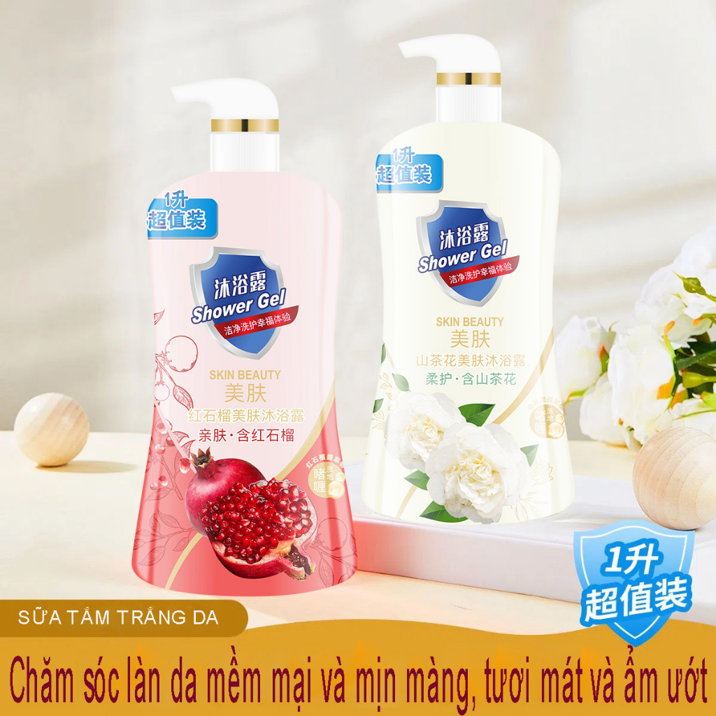 Sữa Tắm Hương Quả Lựu Đỏ Sữa Tắm Hương Hoa Trà Giúp Trẻ Hóa, Sáng Da, Dưỡng Ẩm, Lưu Hương Lâu Dung Tích Lớn 1Lit