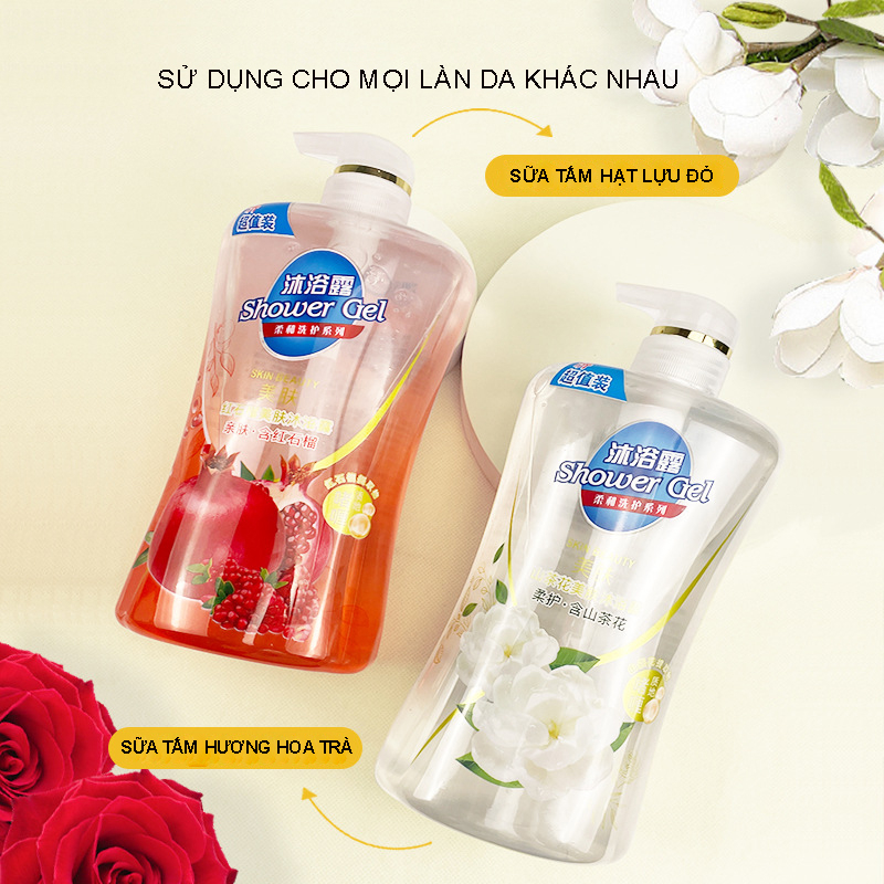 Sữa Tắm Hương Quả Lựu Đỏ Sữa Tắm Hương Hoa Trà Giúp Trẻ Hóa, Sáng Da, Dưỡng Ẩm, Lưu Hương Lâu Dung Tích Lớn 1Lit
