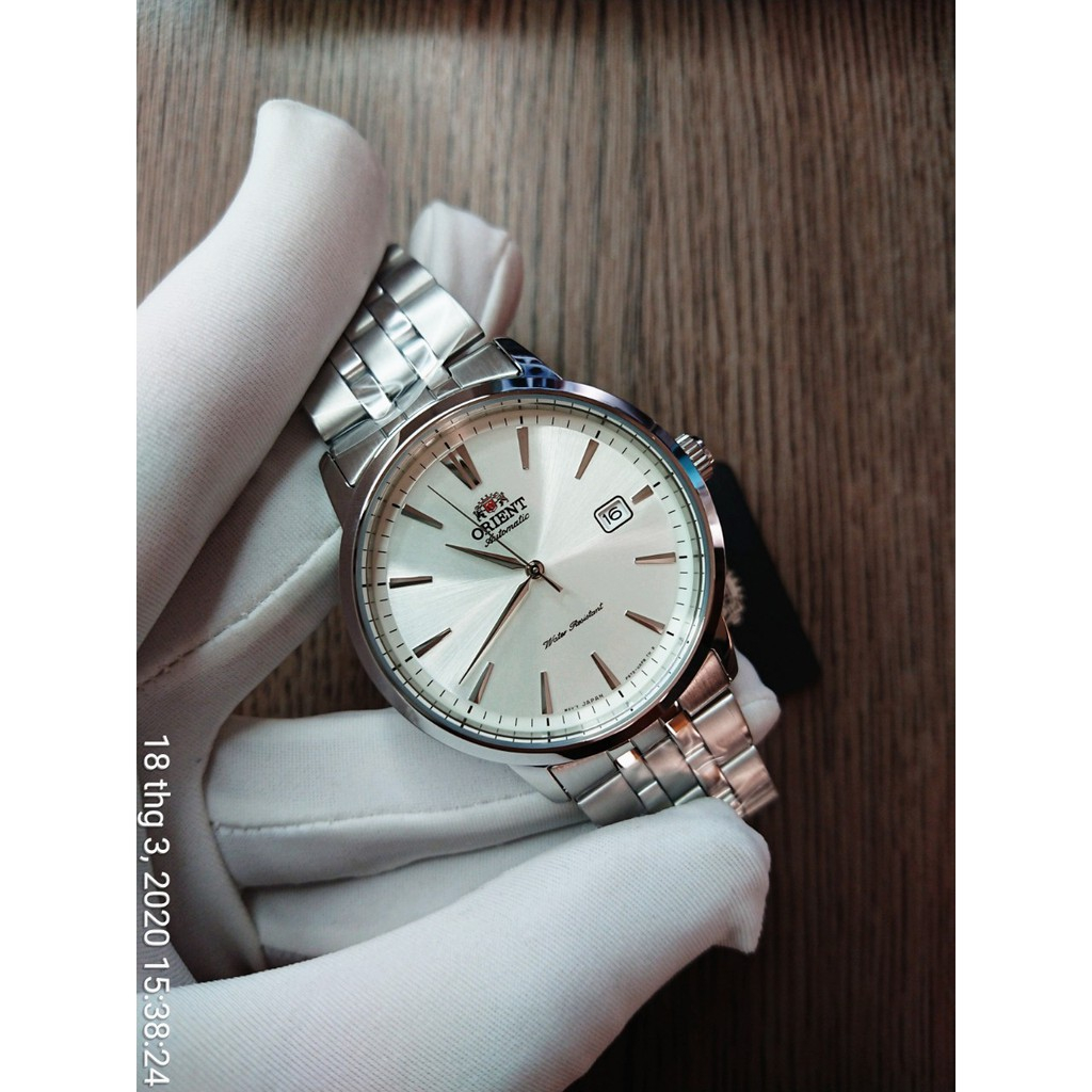 Đồng hồ Nam Orient RA-AC0F02S10B Mặt trắng, dây kim loại, kính cứng - Cơ tự động Bảo Hành 12 tháng