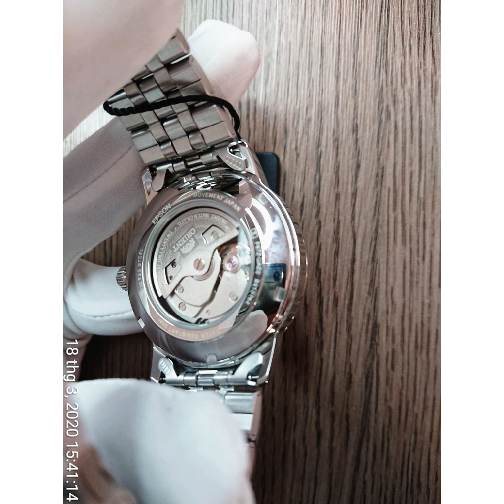 Đồng hồ Nam Orient RA-AC0F02S10B Mặt trắng, dây kim loại, kính cứng - Cơ tự động Bảo Hành 12 tháng