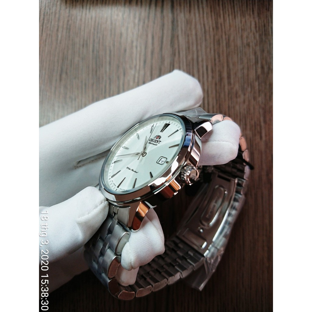 Đồng hồ Nam Orient RA-AC0F02S10B Mặt trắng, dây kim loại, kính cứng - Cơ tự động Bảo Hành 12 tháng