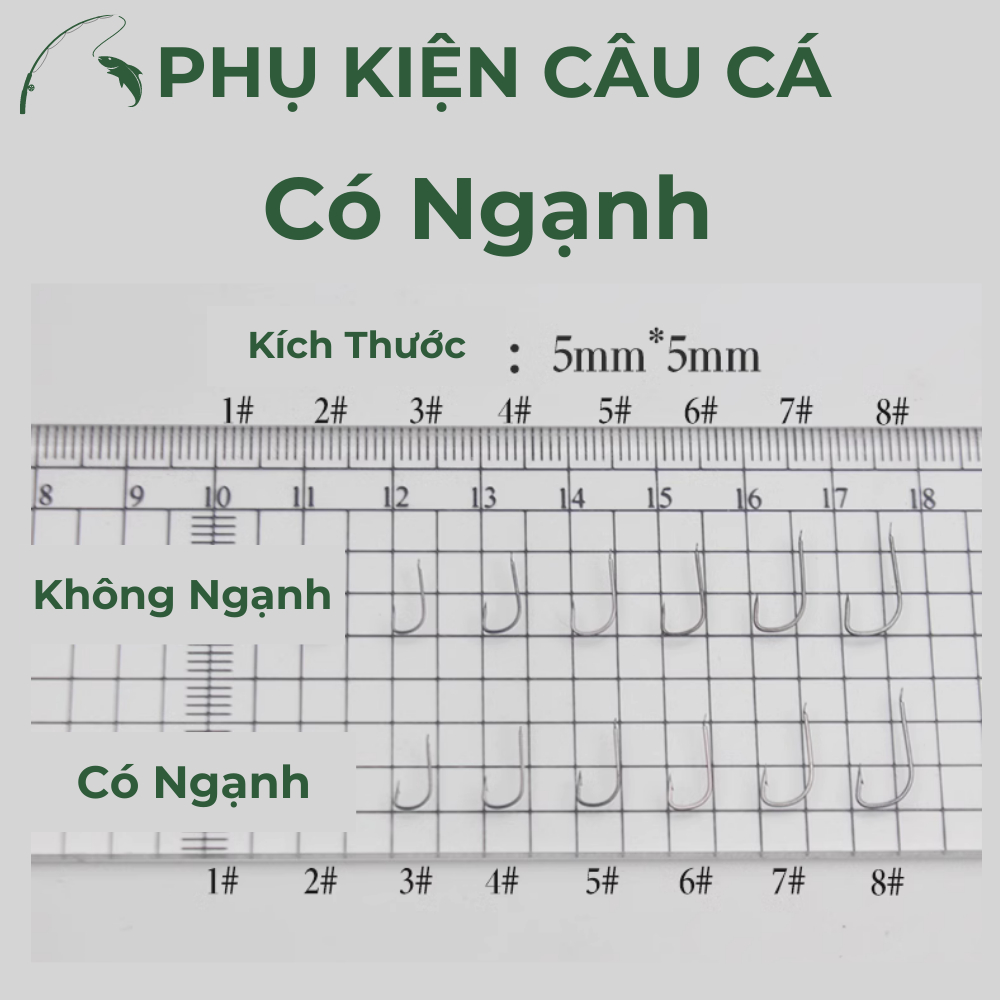 50 Lưỡi câu cá mương cá diếc, cá rô  siêu rẻ có ngạnh không ngạnh