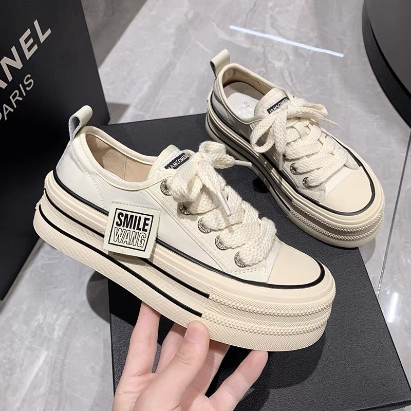 Giày thể thao nữ SMILE độn đế 6cm chất liệu vải canvas siêu đẹp phong cách thời trang basic hot trend, giày sneaker nữ