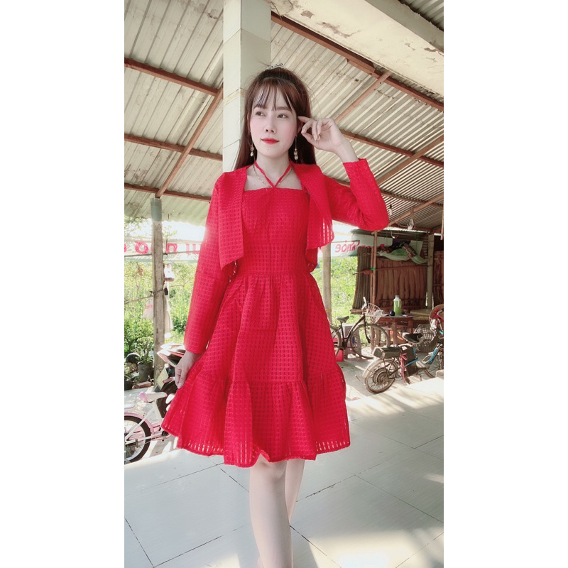 Đầm dự tiệc kèm khoác