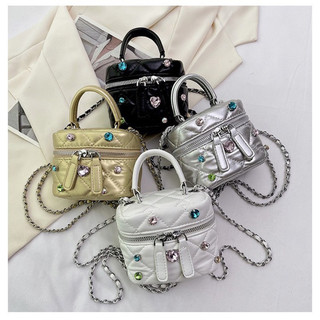  Túi xách cốp mini đính charm đá size 13 đeo chéo siêu xinh ảnh thật