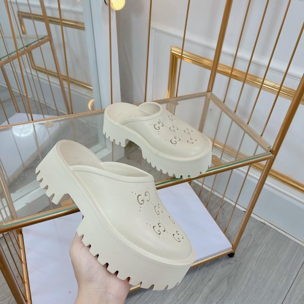 Giày sục nhựa crocs đế cao 5cm hàng Quảng Châu Fullbox dép sandal đế dày