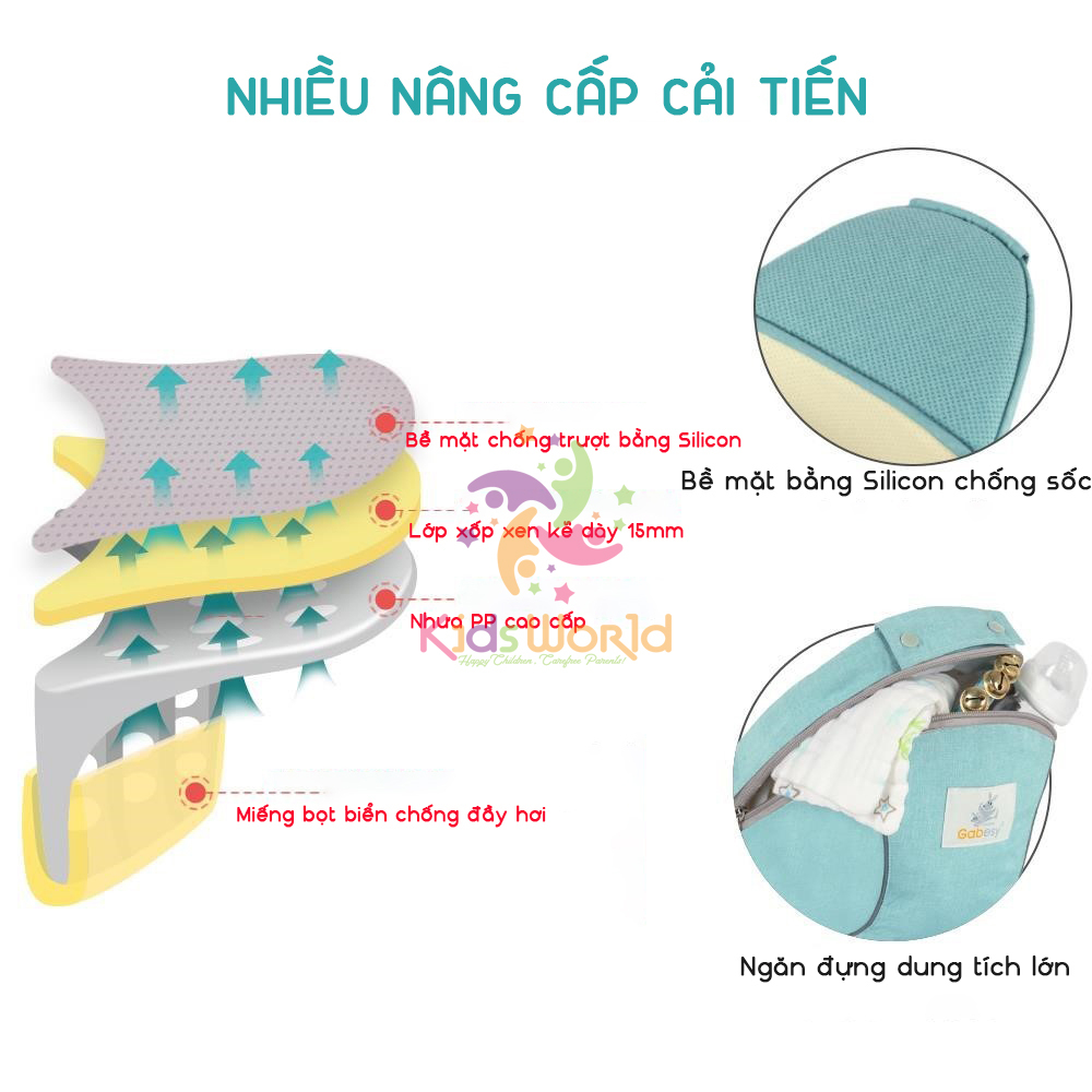 Địu em bé địu ngồi 4 tư thế cao cấp KidsWorld Gabesy cho bé từ 0 - 36 tháng tuổi tải trọng đến 20kg