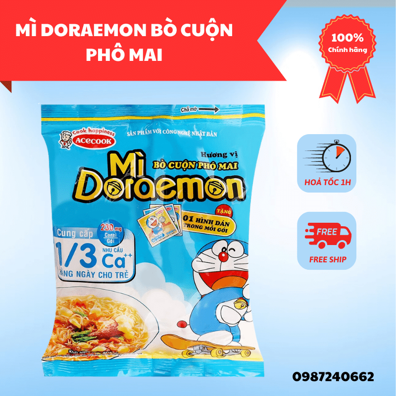 Mì Doraemon bò cuộn phô mai