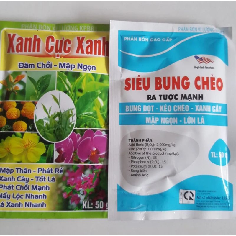 Phân bón Siêu Bung Chèo Xanh Cực Xanh bung chèo kéo đọt xanh cây mập ngọn lớn lá