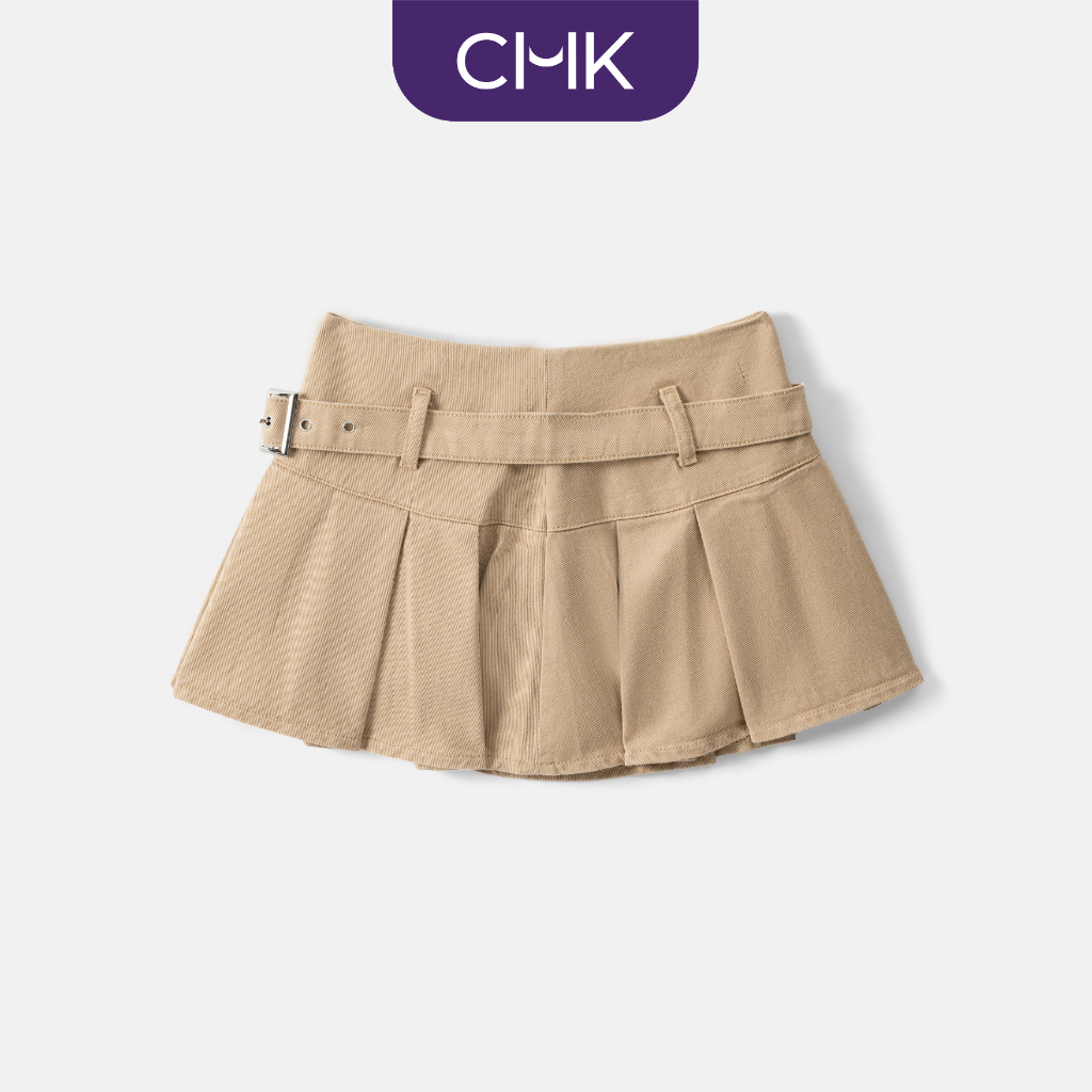 Quần váy kaki CHICMONKI kiểu xếp li, kèm thắt lưng màu Beige - KHAKI SKORT CMJ1617