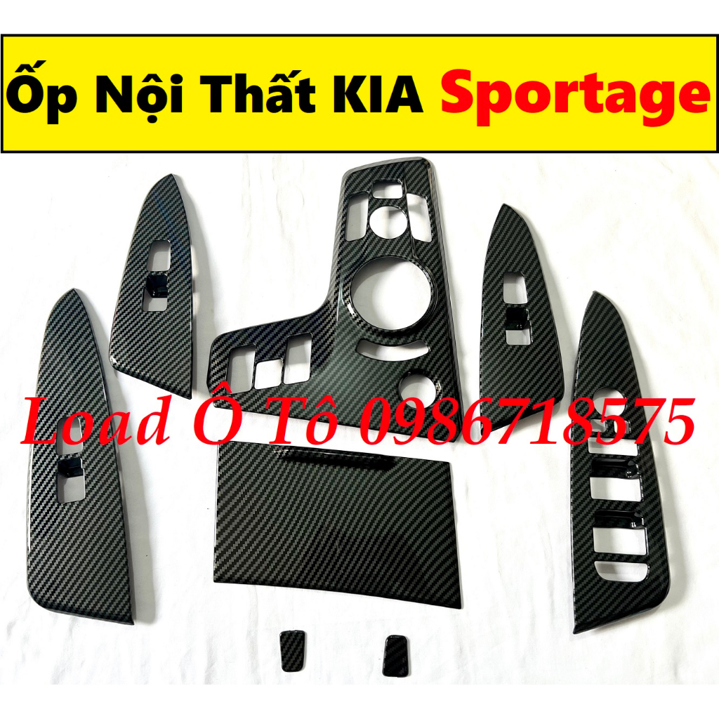 Ốp Nội Thất Carbon Xe KIA Sportage 2023 Mẫu Vân Carbon, Nhựa ABS Cao Cấp, Trang Bị Sẵn Keo Dán 3M