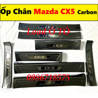 Ốp Bậc Cửa, Nẹp Bước Chân Trong, Ngoài Xe Mazda CX5 2024-2018 Mẫu carbon Cao Cấp