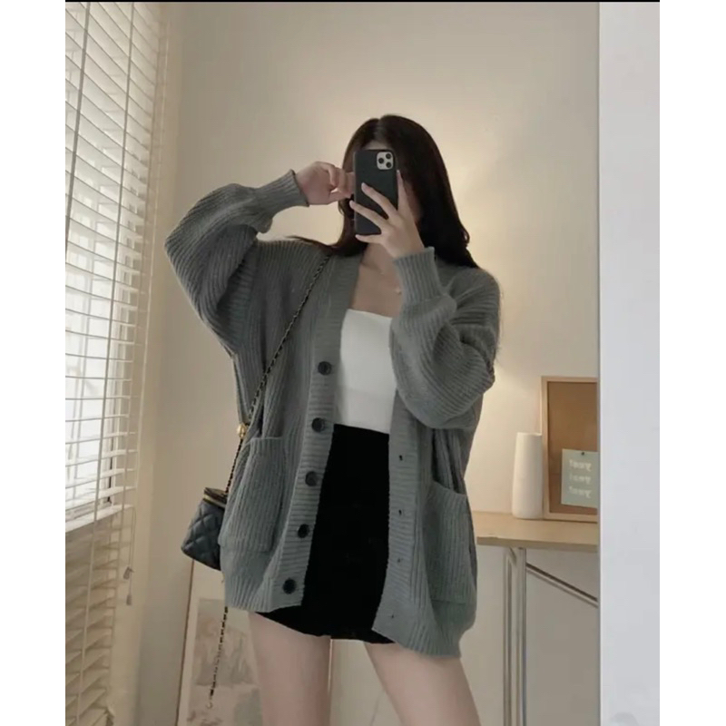 ÁO KHOÁC CADIGAN LEN HẠT GẠO CỔ V TÚI BỤNG TAY BO hàng Quảng Châu