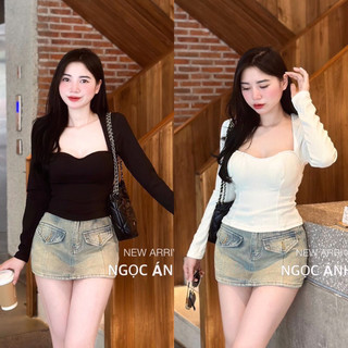 Áo cúp ngực cổ u dài tay hàng zaza xuất dư sang chảnh