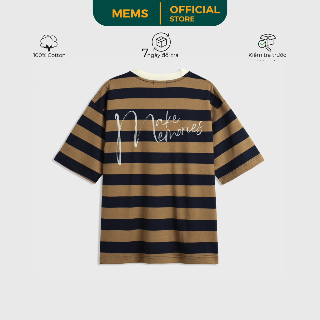 Áo thun sọc nam nữ in chữ cổ tròn unisex Sribble T-shirt MEMS