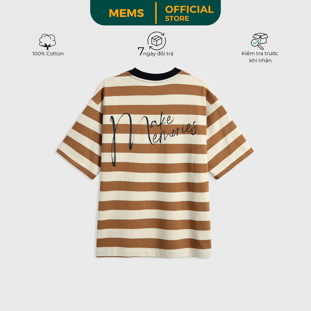 Áo thun sọc nam nữ in chữ cổ tròn unisex Sribble T-shirt MEMS