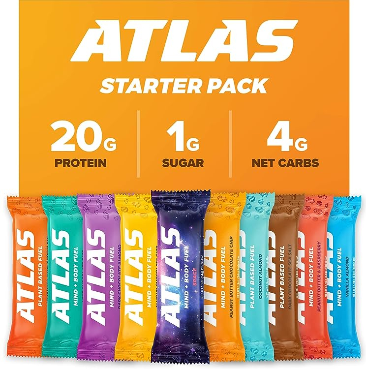 [Atlas Protein Bars - Mind + Body Fuel] Thanh bánh cung cấp protein Atlas Protein Bars Grass-fed Whey ăn kiêng, healthy