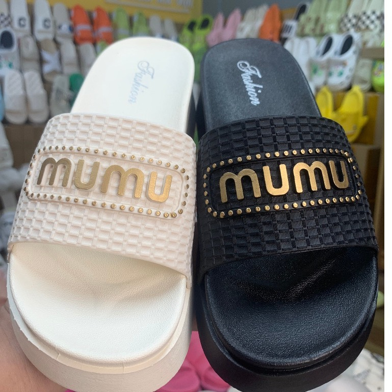 Dép quai ngang MUMU quai vải đế RĂNG CƯA quai nút chống trơn trượt