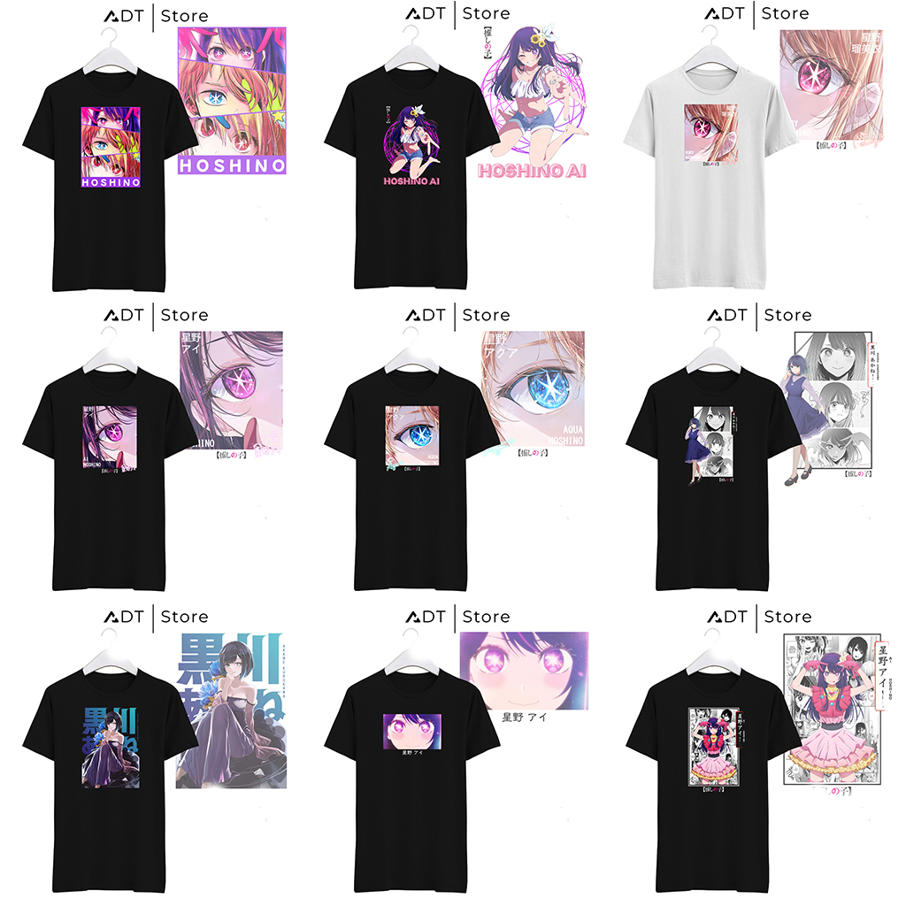 ADT.Store x Áo Thun Oshi no ko Hoshino Main Anime | Mẫu áo thun trắng + đen in hình chất mền mịn thoáng mát