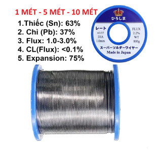 Chì hàn nhật siêu bóng, siêu nhẹ lửa 63/37 có sẵn nhựa thông dễ hàn. thiếc hàn hiroshima sakura 1mm chất lượng