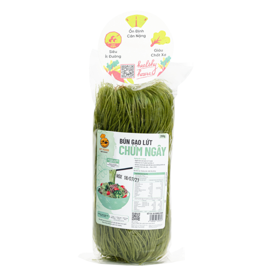 Bún Gạo Lứt Chùm Ngây HT Food thuần tự nhiên, thực dưỡng phù hợp ăn kiêng, giảm cân, eatclean gói 200g