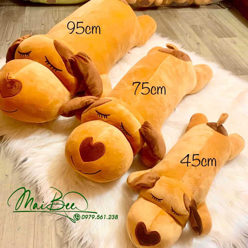 Gấu chó ngủ, gấu bông, thú nhồi bông, gấu ôm hình chó ngủ, gấu bông mềm mịn kt 45cm,75cm,95cm