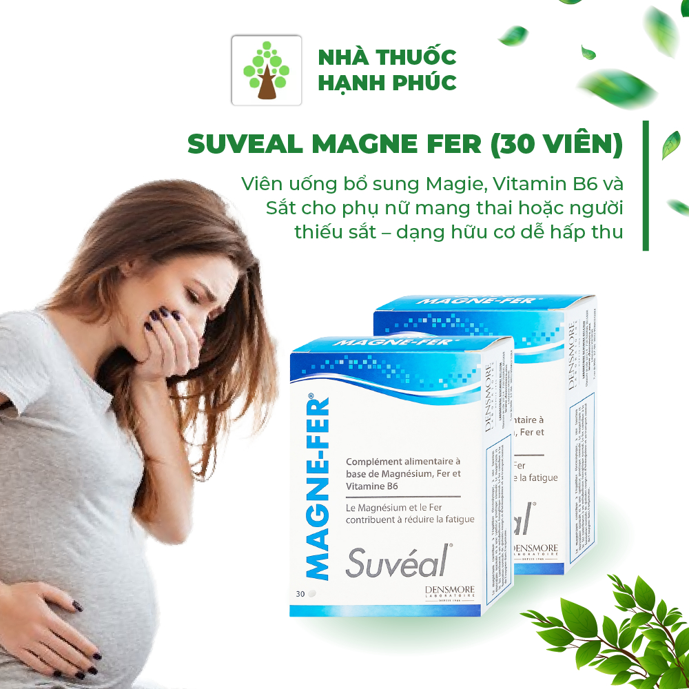SUVEAL MAGNE FER  – VIÊN UỐNG BỔ SUNG MAGIE, VITAMIN B6 VÀ SẮT CHO PHỤ NỮ MANG THAI HOẶC NGƯỜI THI