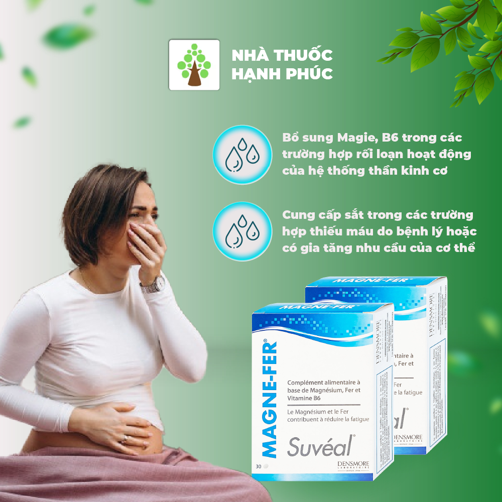 SUVEAL MAGNE FER  – VIÊN UỐNG BỔ SUNG MAGIE, VITAMIN B6 VÀ SẮT CHO PHỤ NỮ MANG THAI HOẶC NGƯỜI THI