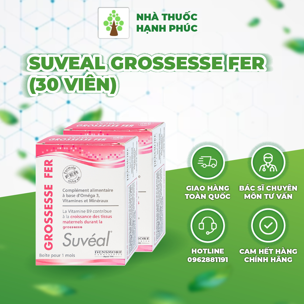 Chính hãng SUVEAL GROSSESSE FER 30 VIÊN VITAMIN TỔNG HỢP CHO MẸ BẦU