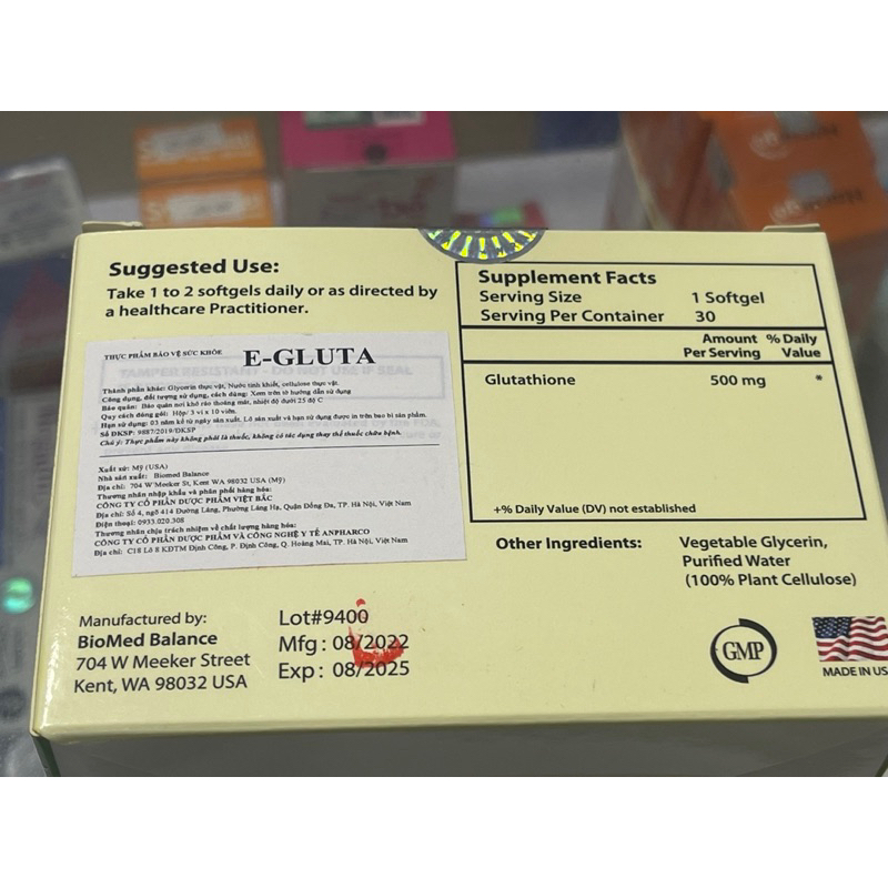 E-Gluta Chống oxy hóa siêu mạnh - Tăng cường miễn dịch - Giảm dị dạng tinh trùng- hỗ trợ sinh sản nam giới