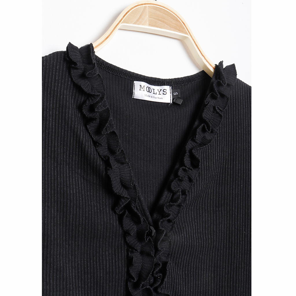 Áo kiểu MOOLYS cổ V bèo nhún dễ thương MC011.