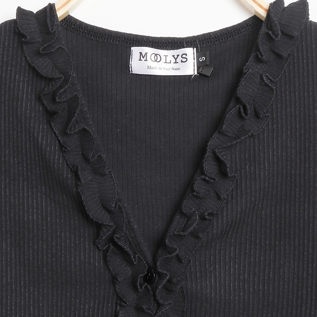 Áo kiểu MOOLYS cổ V bèo nhún dễ thương MC011.