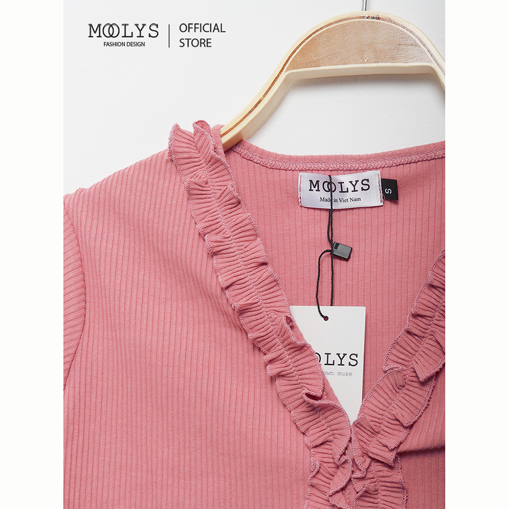 Áo kiểu MOOLYS cổ V bèo nhún dễ thương MC011.