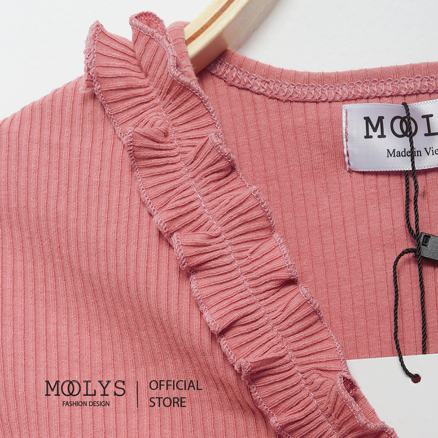 Áo kiểu MOOLYS cổ V bèo nhún dễ thương MC011.