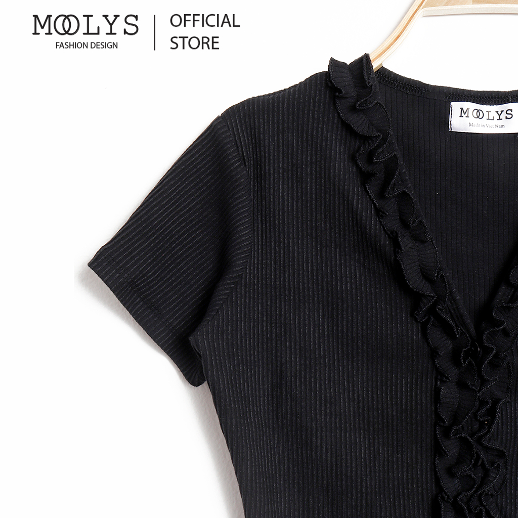 Áo kiểu MOOLYS cổ V bèo nhún dễ thương MC011.