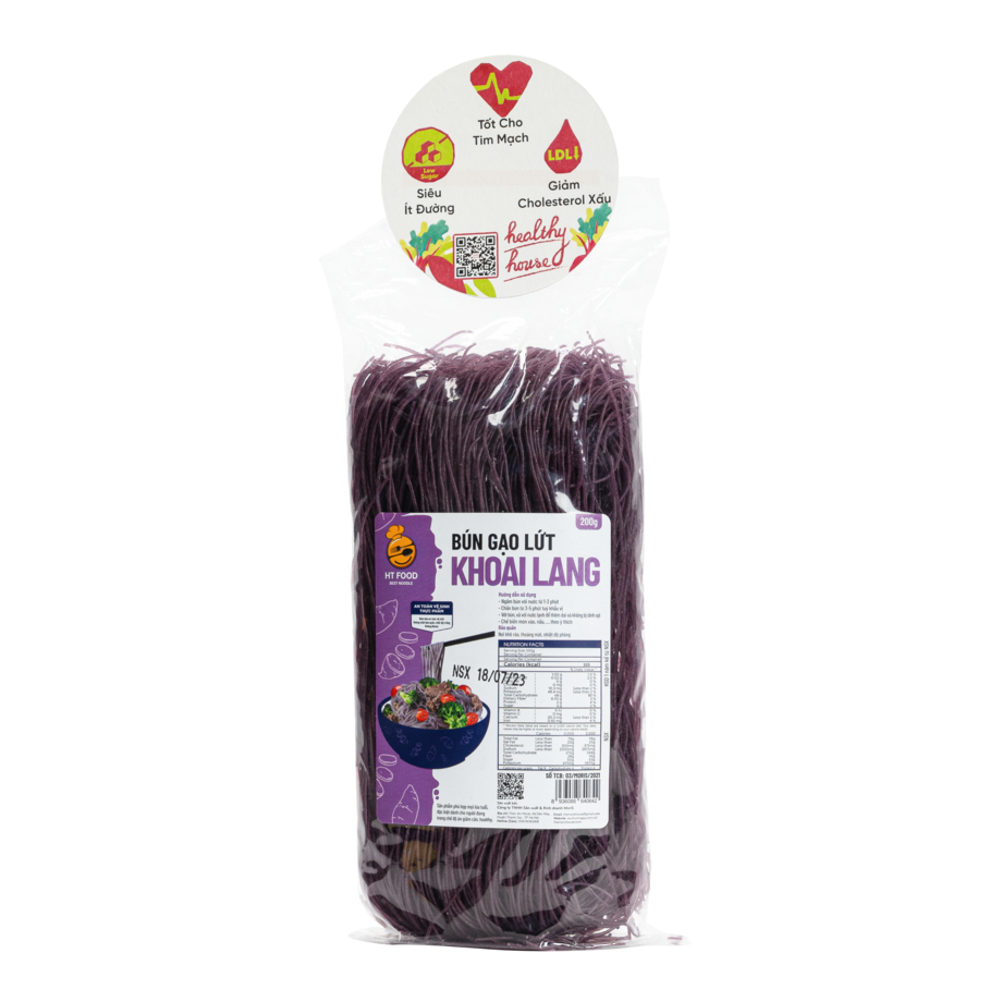 Bún Gạo Lứt Khoai Lang HT Food nguyên chất, ăn kiêng, healthy, giảm cân lành mạnh gói 200gr