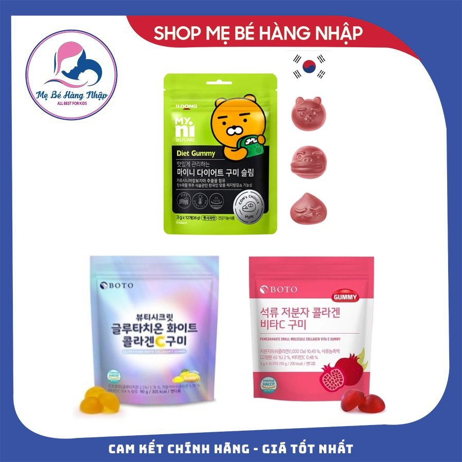 Bộ 3 kẹo dẻo trắng da Boto + Kẹo giảm cân Myni +Kẹo Giảm Cân Vị Táo