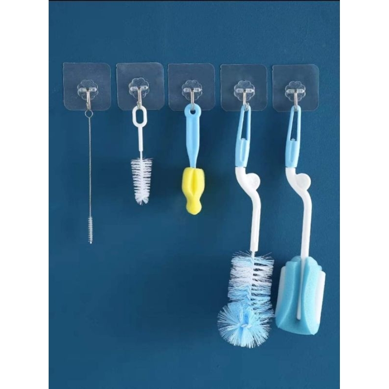 Cọ rửa bình sữa bông mút 5 chi tiết/silicon 2 chi tiết