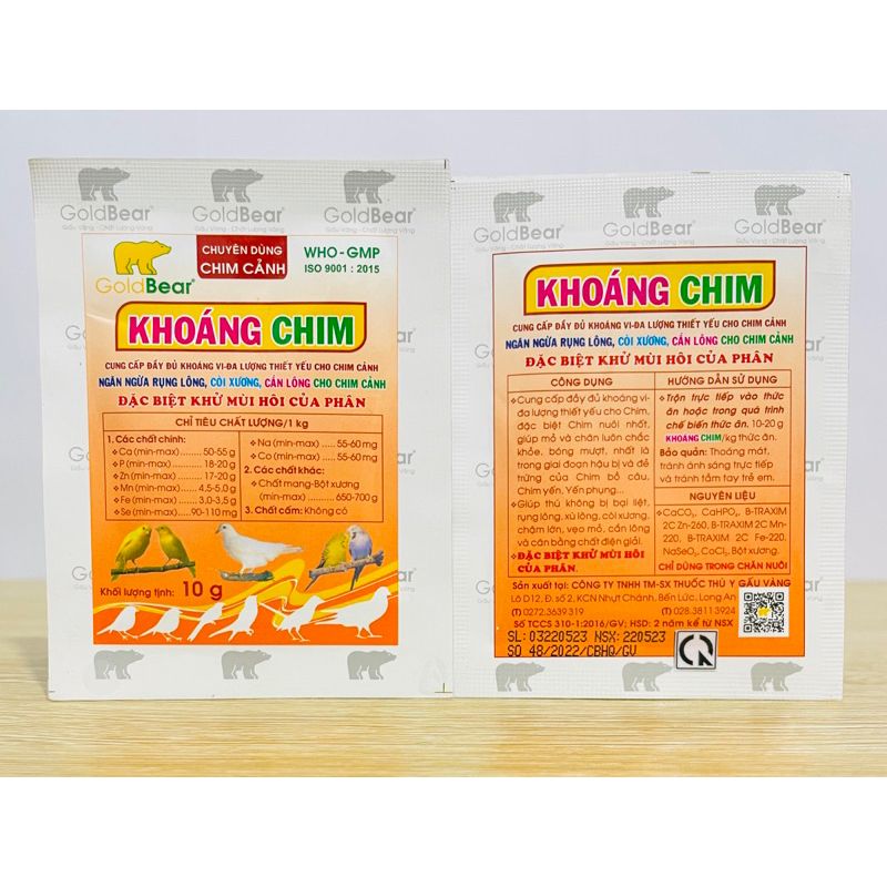 KHOÁNG CHIM  - Dùng cho chim cảnh, ngừa còi xương, rụng lông, giảm mùi hôi của phân