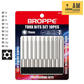 [Đủ Size] Bộ 10 mũi vít HOA THỊ lục giác thương hiệu Broppe dài 50 75 100mm T5 T6 T7 T8 T9 T10 T15 T20 T25 T27 T30 T40