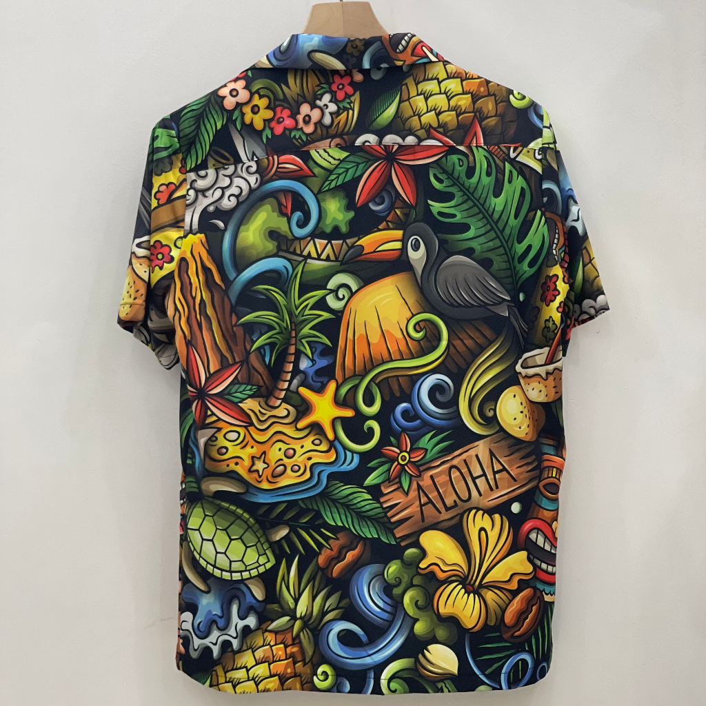 Áo sơ mi TOPGU họa tiết ALOHA, Cuban shirt vải lụa thoáng mát.