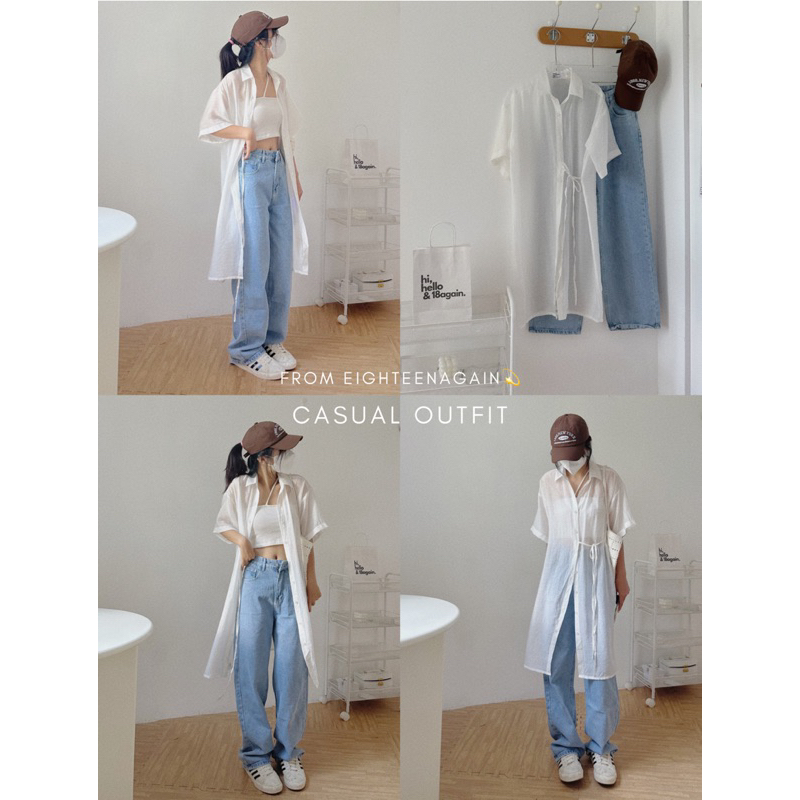 Áo sơ mi tơ mịn dáng dài Yooni 18made ✿ 𝐁𝐲 𝐄𝐢𝐠𝐡𝐭𝐞𝐞𝐧 𝐀𝐠𝐚𝐢𝐧