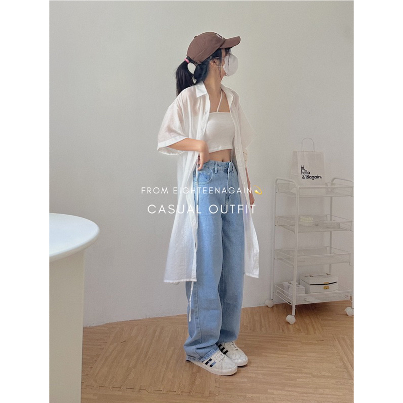 Áo sơ mi tơ mịn dáng dài Yooni 18made ✿ 𝐁𝐲 𝐄𝐢𝐠𝐡𝐭𝐞𝐞𝐧 𝐀𝐠𝐚𝐢𝐧