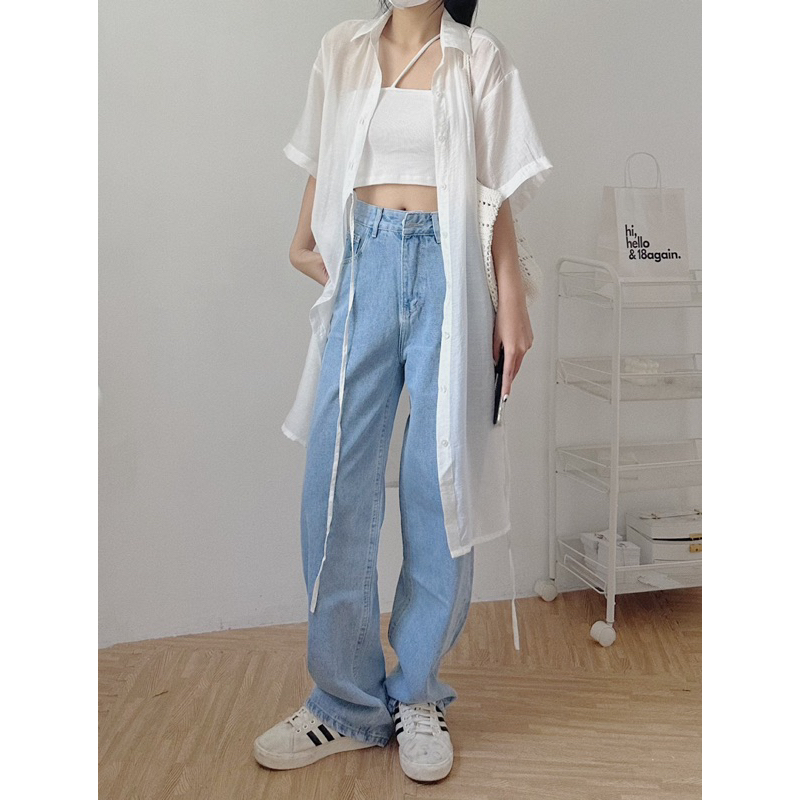 Áo sơ mi tơ mịn dáng dài Yooni 18made ✿ 𝐁𝐲 𝐄𝐢𝐠𝐡𝐭𝐞𝐞𝐧 𝐀𝐠𝐚𝐢𝐧