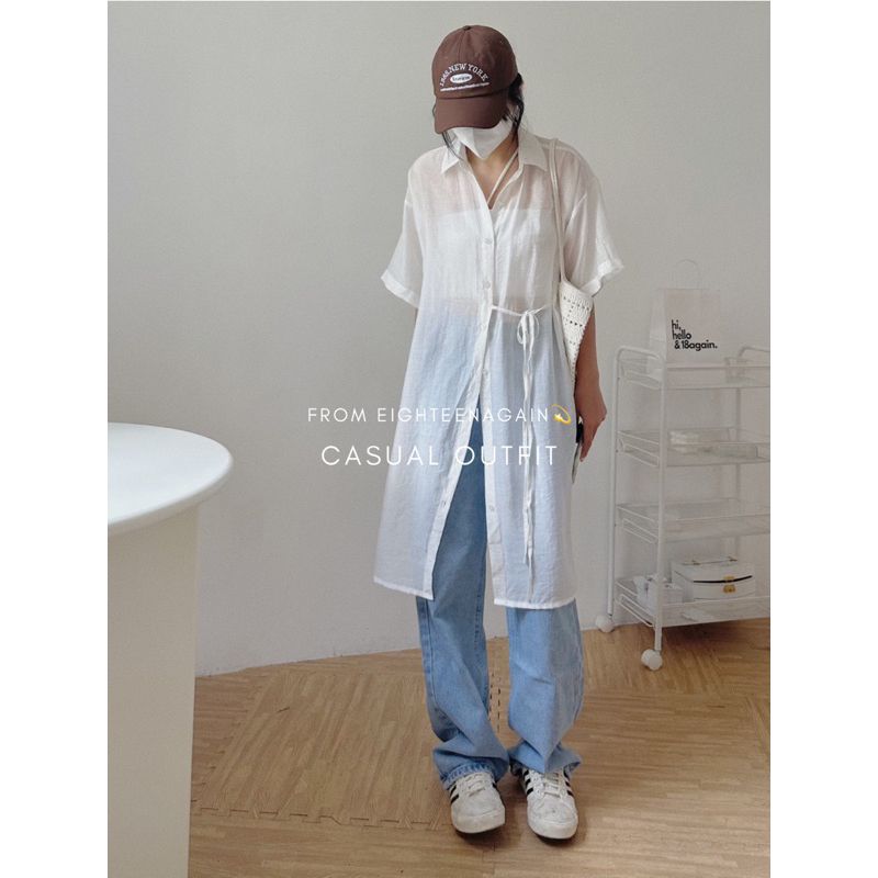 Áo sơ mi tơ mịn dáng dài Yooni 18made ✿ 𝐁𝐲 𝐄𝐢𝐠𝐡𝐭𝐞𝐞𝐧 𝐀𝐠𝐚𝐢𝐧